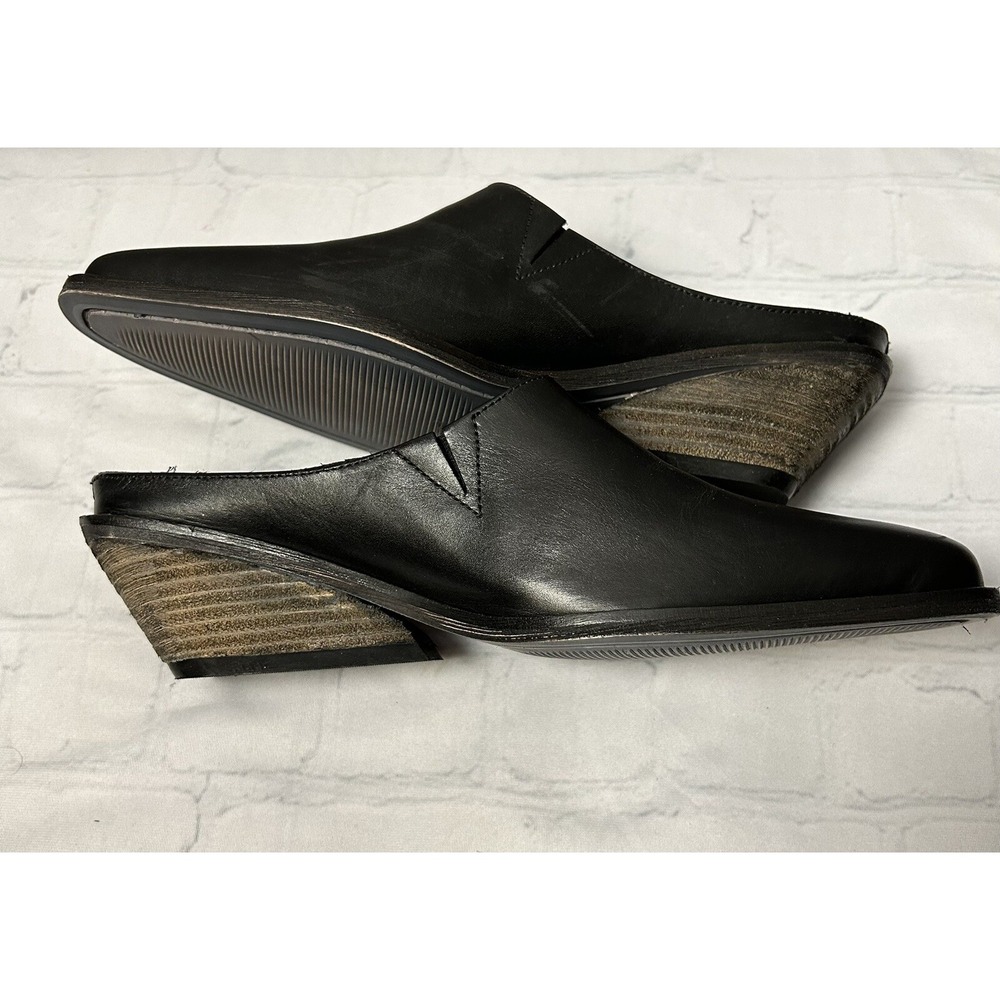 Free People Tallulah Mule Womens US 8.5 EU 38.5 Black Leather Western Wedge - Picture 6 of 10